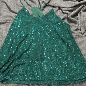 Sparkling Green Sequin Tank Top
